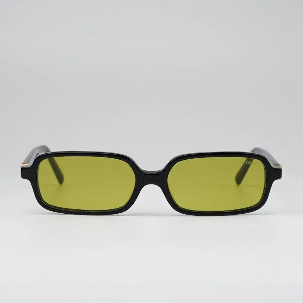 NEW Miu Miu MU11ZSF 16K07O Black Olive Green Rectangle Unisex Sunglasses